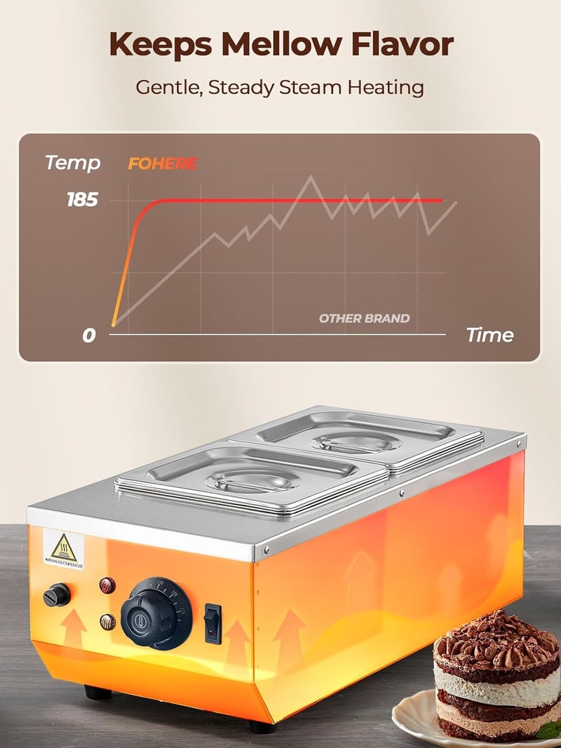 FOHERE Chocolate Tempering Machine, 9LBS Chocolate Melting Pot, 86~185℉ Chocolate Warmer, 1000w Commercial Chocolate Melting Machine, Stainless Steel Electric Commercial Food Warmer For Milk Coffee Cheese - Image 2